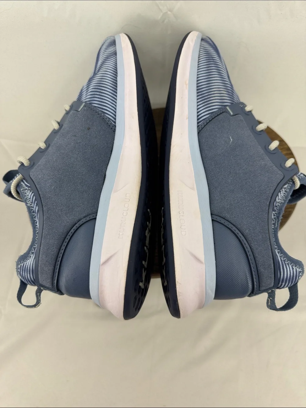 Kuru Womens Atom Sneakers w/ White Blue Zig Zag Pattern, sz 9 W, Missing Insoles